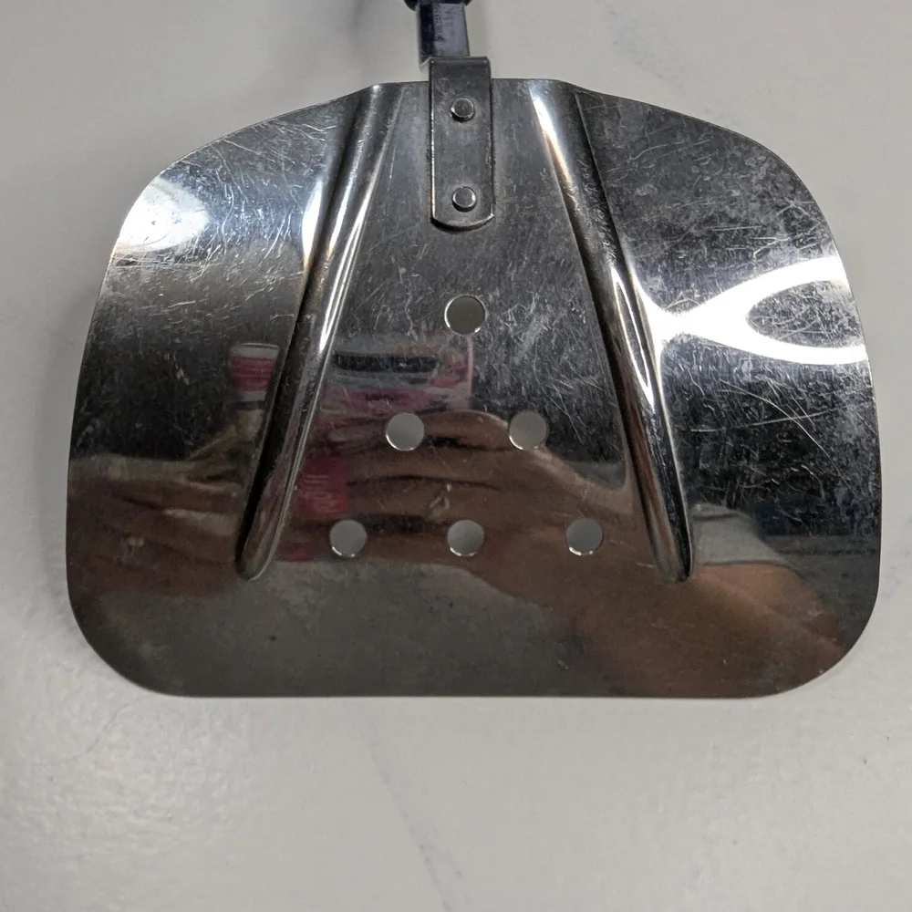Vintage Stainless USA Wide Slotted Spatula Turner Unique Curved Shape